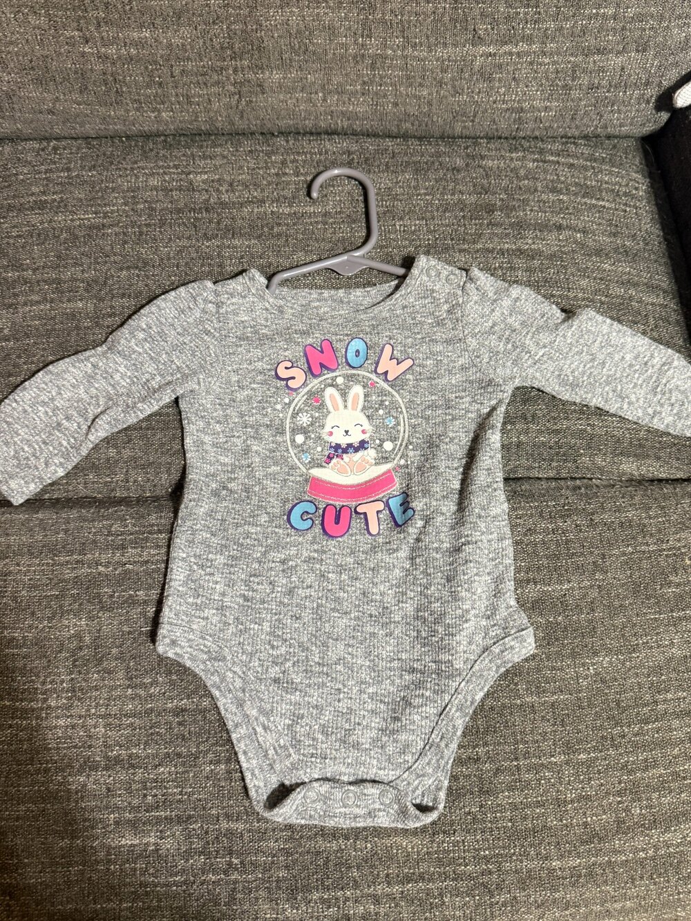 Garanimals Baby Bodysuit Snow Cute Bunny Gray 3-6M